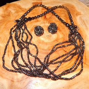 Vintage Classic Beaded Necklace & Earring Set